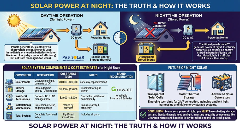 Can solar panels work at night