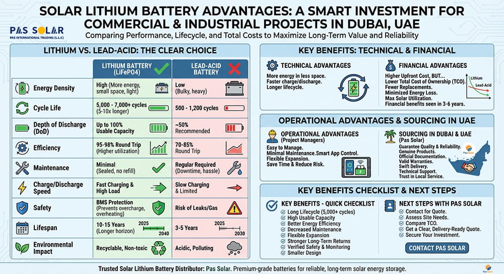 Top Advantages of Solar Lithium Batteries Over Lead-Acid